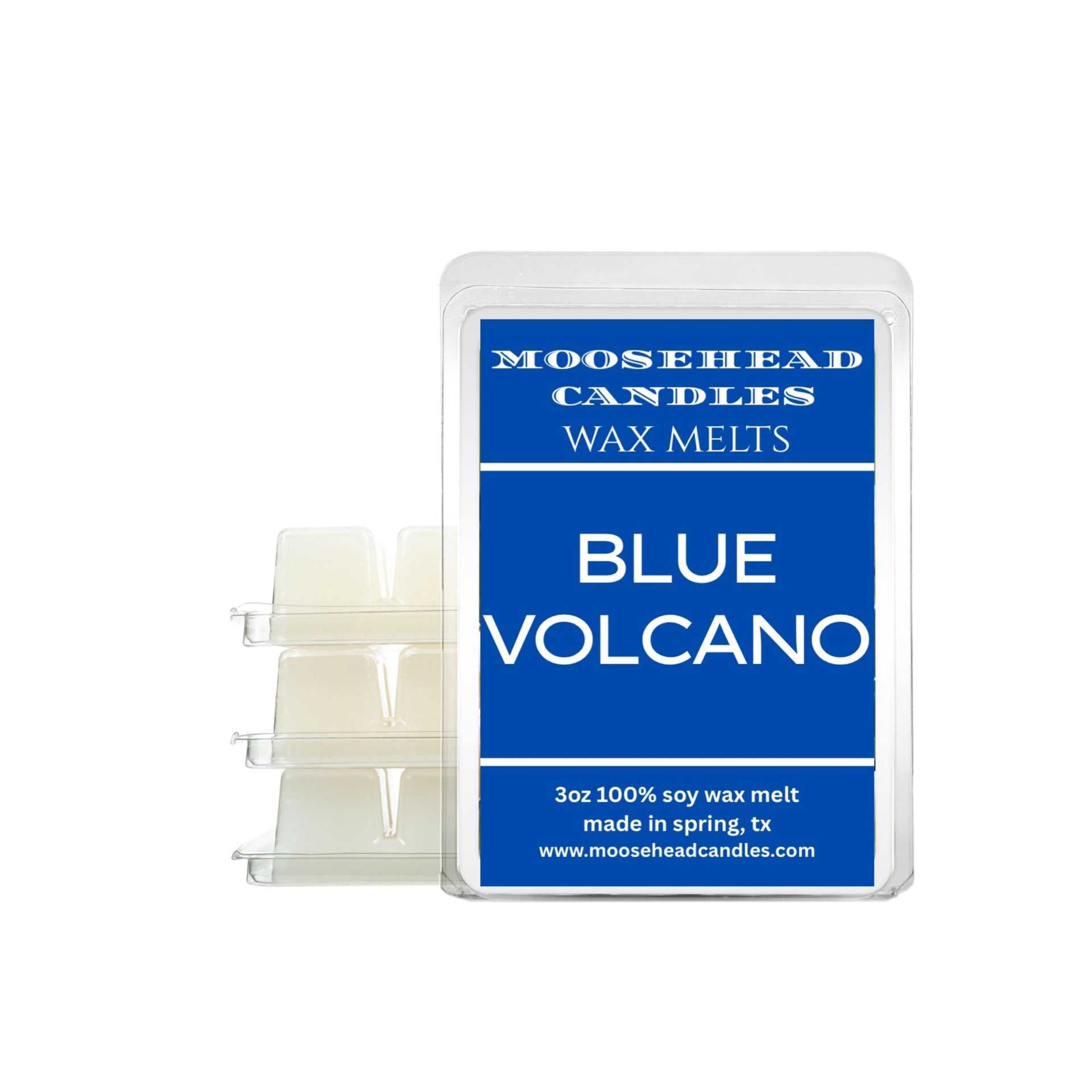 Blue Volcano Wax Melts – 4 Pack | Tropical Pineapple, Goji Berry & Mango with Driftwood | Long-Lasting, Pet Safe Soy Wax Cubes