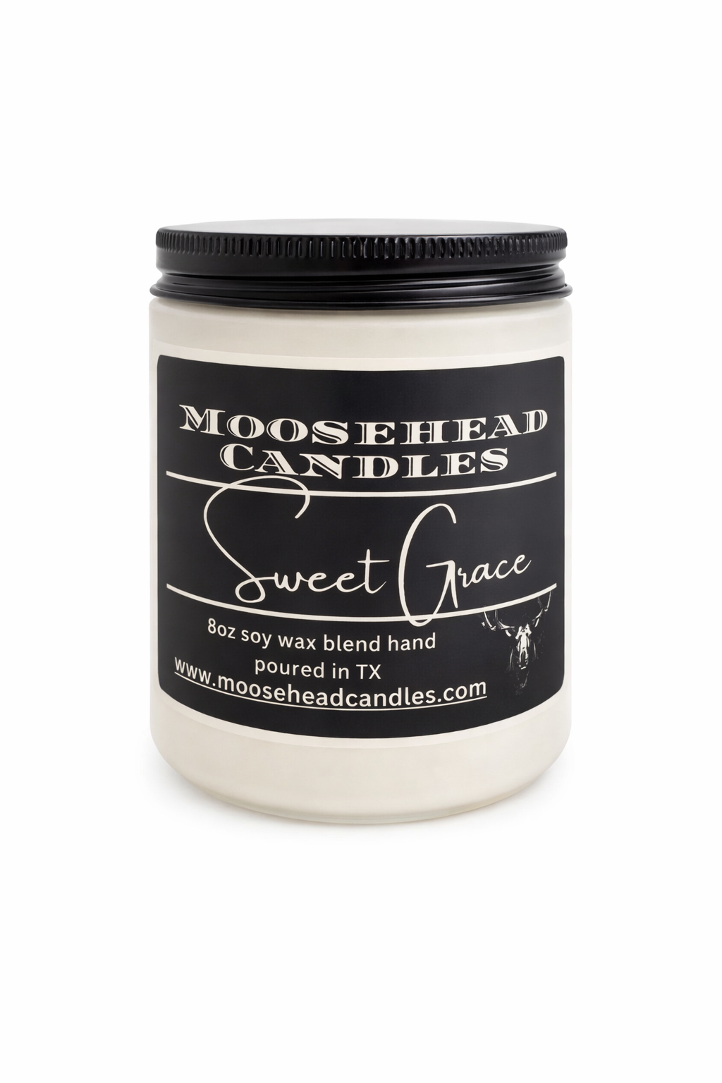 Sweet Grace Moosehead Candle – 8 oz Scented Gift Candle in Beautiful Amber Reusable Glass Jar with Metal Lid – Smoke-Free, Natural Cotton Wick, Hand-Poured Soy Blend