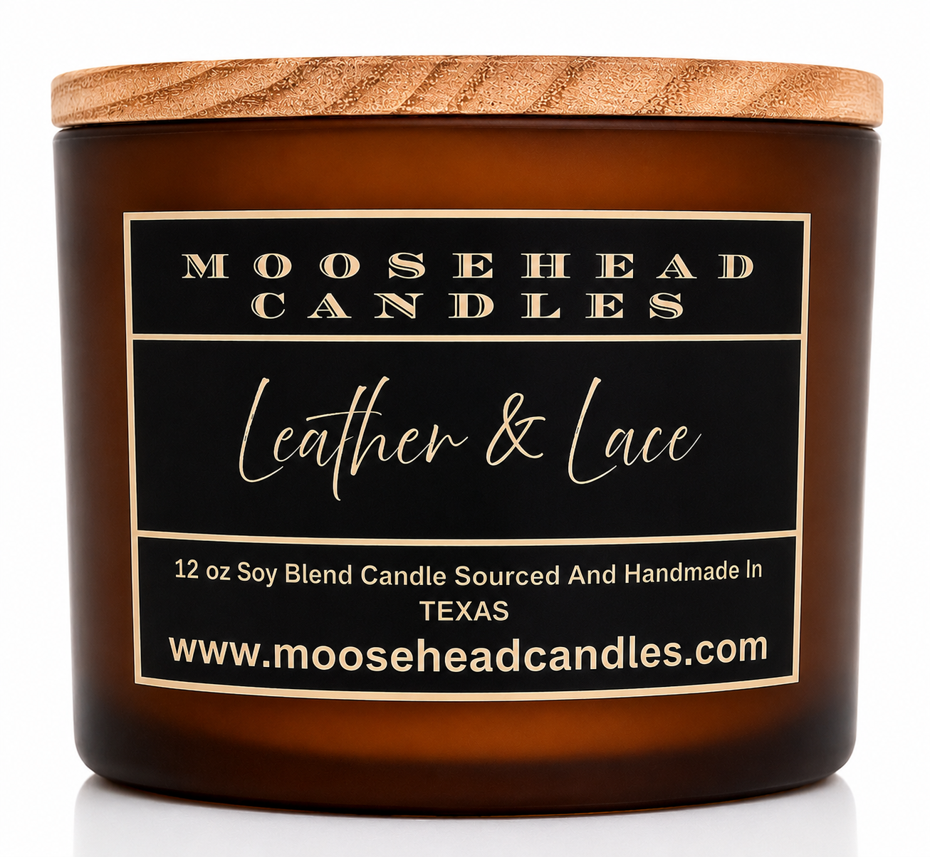 Leather & Lace XL 12oz Candle – Dual Crackling Wood Wicks | Soy Wax Blend in Reusable Glass Jar with Bamboo Lid