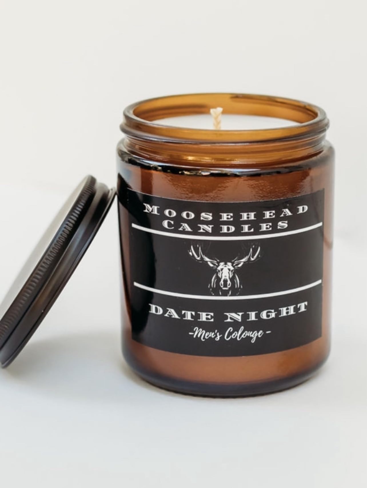Date Night Candle Men's Cologne Fragrance 8 Oz - Capturing The Spirit of The Wild West with Authentic Aroma and Rustic Elegance – Ideal for Home and Décor - Aromatherapy Candle, Brown/black