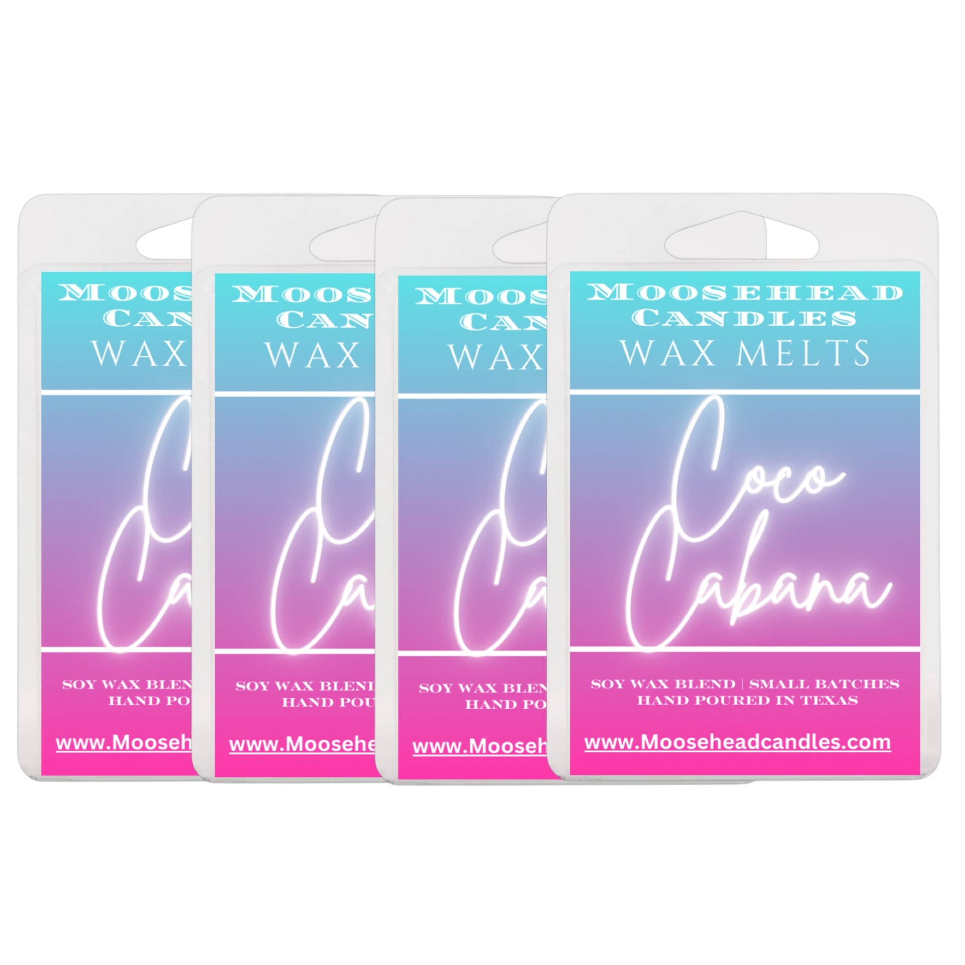 Coconut Cabana Wax Melts 4 Pack – Coconut, Caramel, Marshmallow, Vanilla – Long-Lasting Soy Blend – Summer Tropical Bakery Fragrance by Moosehead Candles