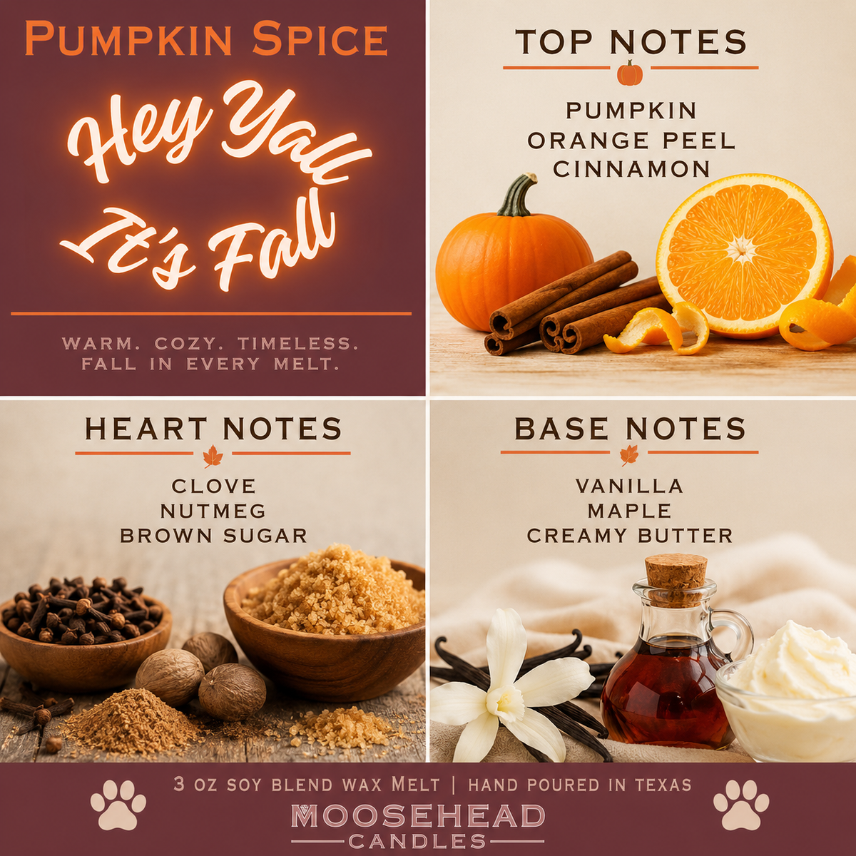 Pumpkin Spice Wax Melts – Hey Y’all, It’s Fall | 10 oz Paw Print Wax Melts