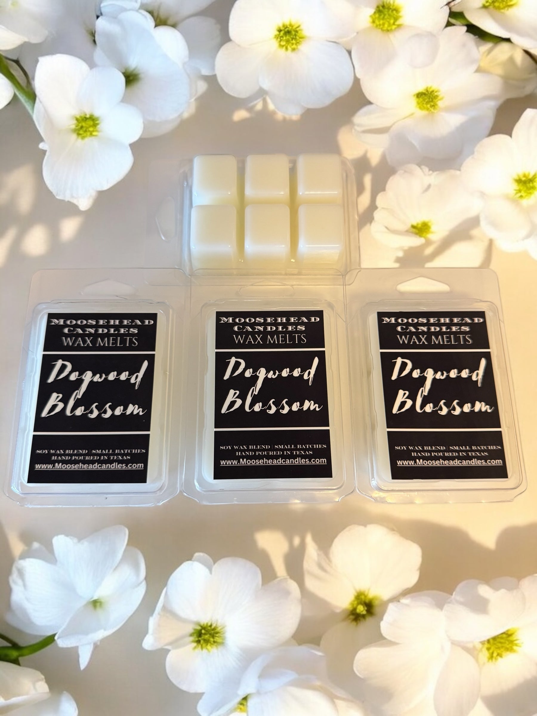 Dogwood Blossom Wax Melts – 4 Pack, Strong Scented Soy Blend, Fresh Floral Home Fragrance, Long Lasting, Gift Boxed