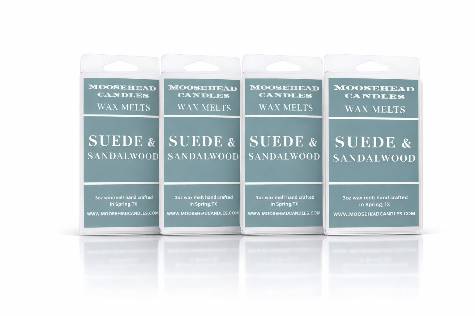 4 Pack Suede & Sandalwood Wax Melts | Luxury Soy Blend, Long Lasting, Pet-Safe Home Fragrance