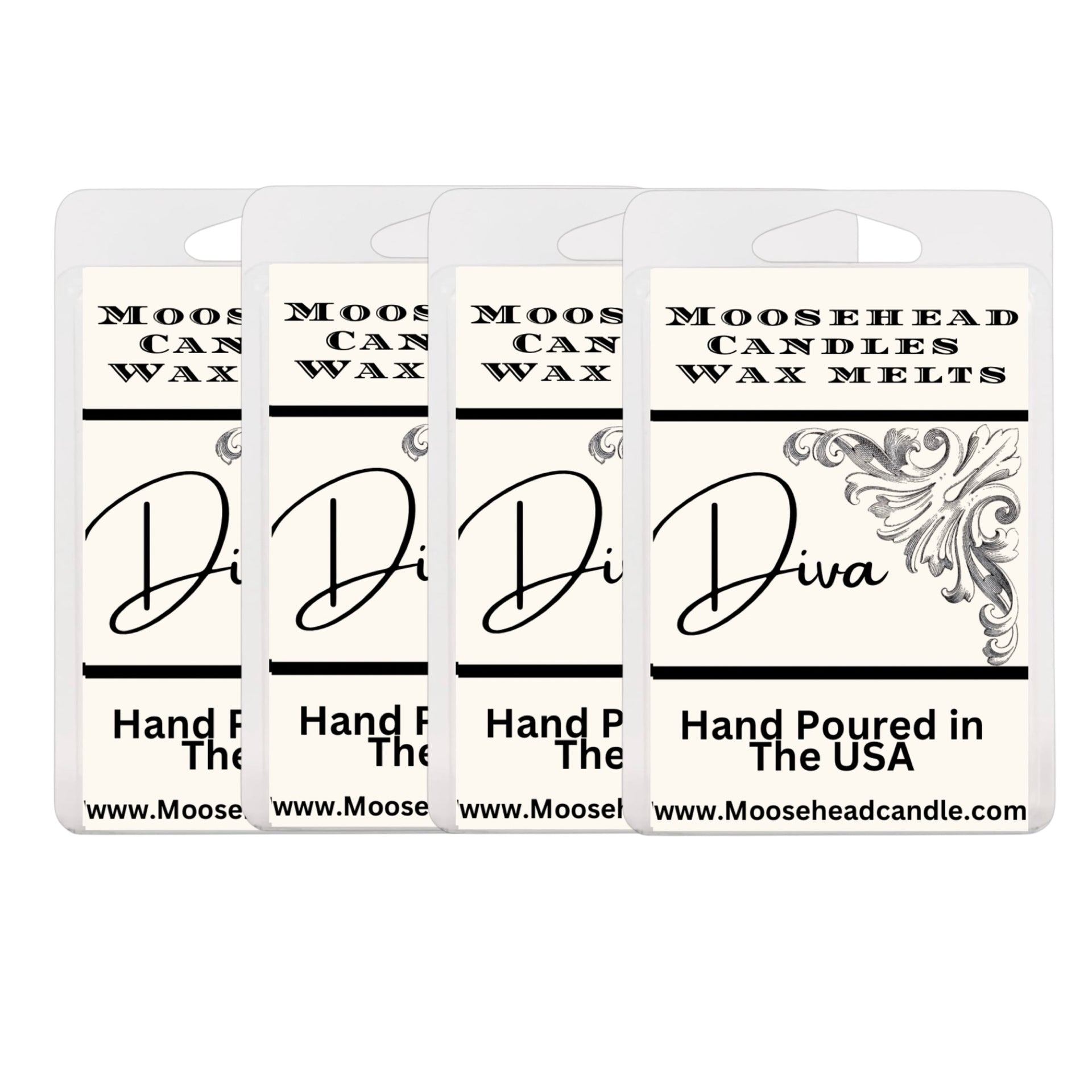 Diva Inspired Wax Melts – 4 Pack, Luxury Soy Blend, Strong Scented, Long Lasting, Glamorous Home Fragrance, Gift Boxed