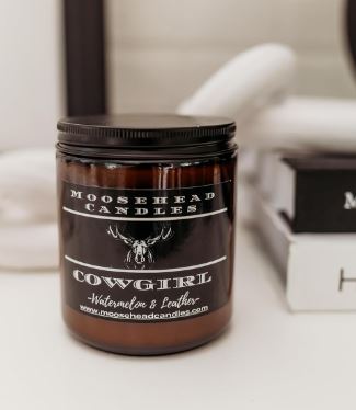 Cowgirl Watermelon Leather 8 Oz Leather Candle
