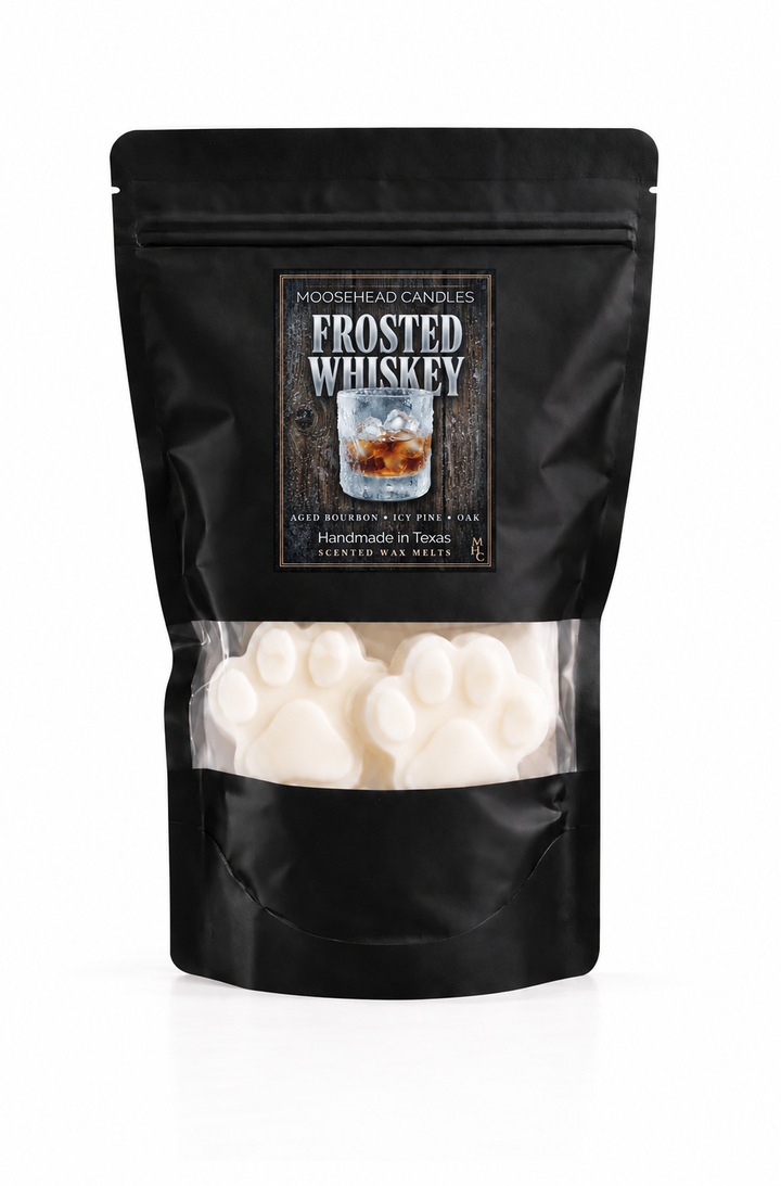Frosted Whiskey XXL wax melts – 10 count puppy paw melts in a resealable bag