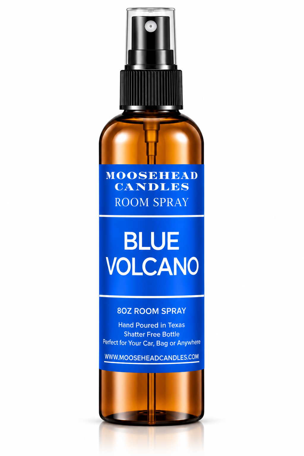 Moosehead Candles Blue Volcano 8 oz shatter-free room spray