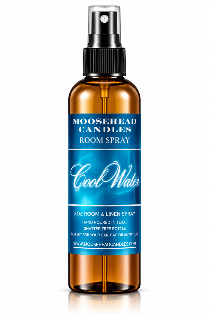 Moosehead Candles Cool Water 8 oz shatter-free room and linen spray