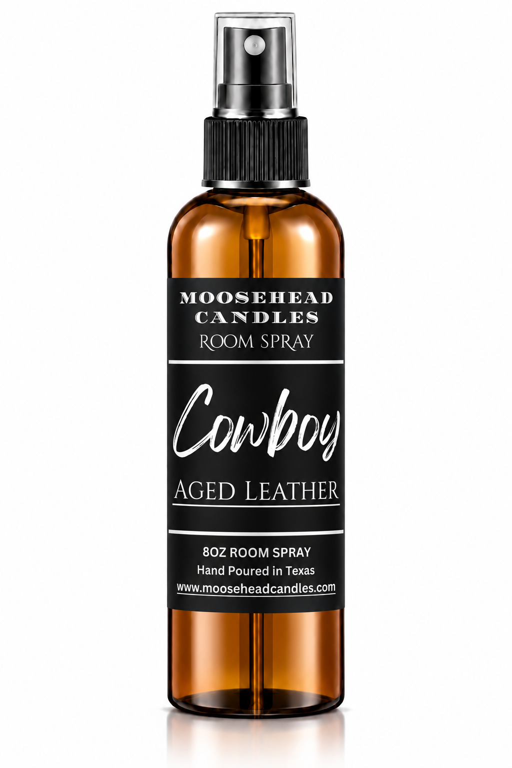 Moosehead Candles Cowboy Aged Leather 8 oz shatter-free room spray