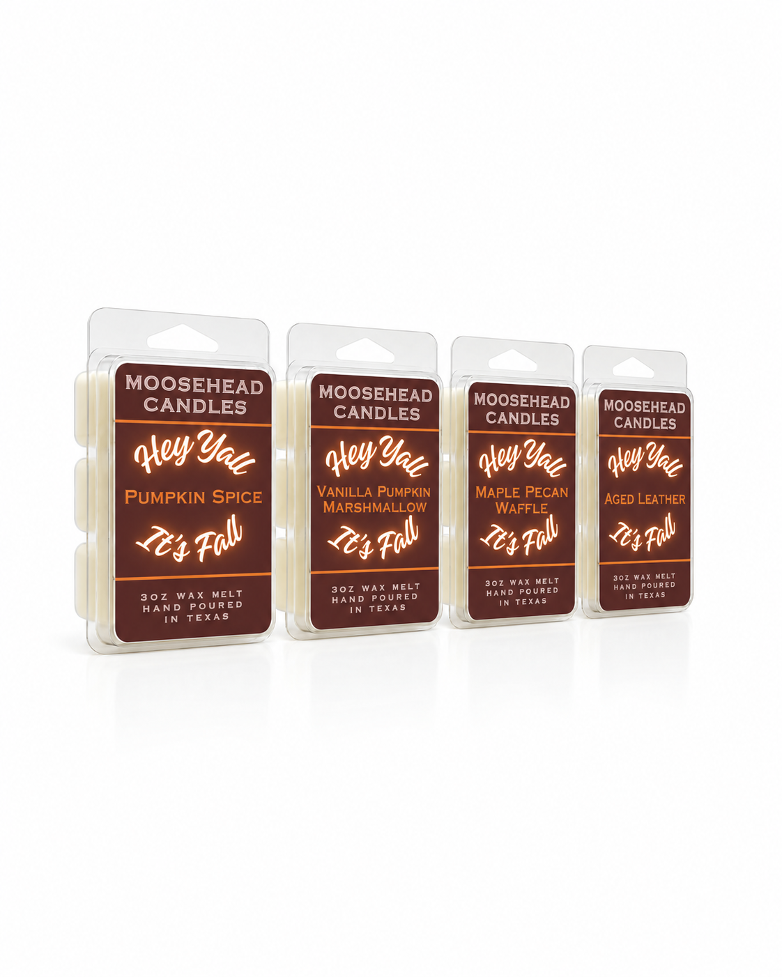 Four Moosehead Hey Yall fall wax melt scents